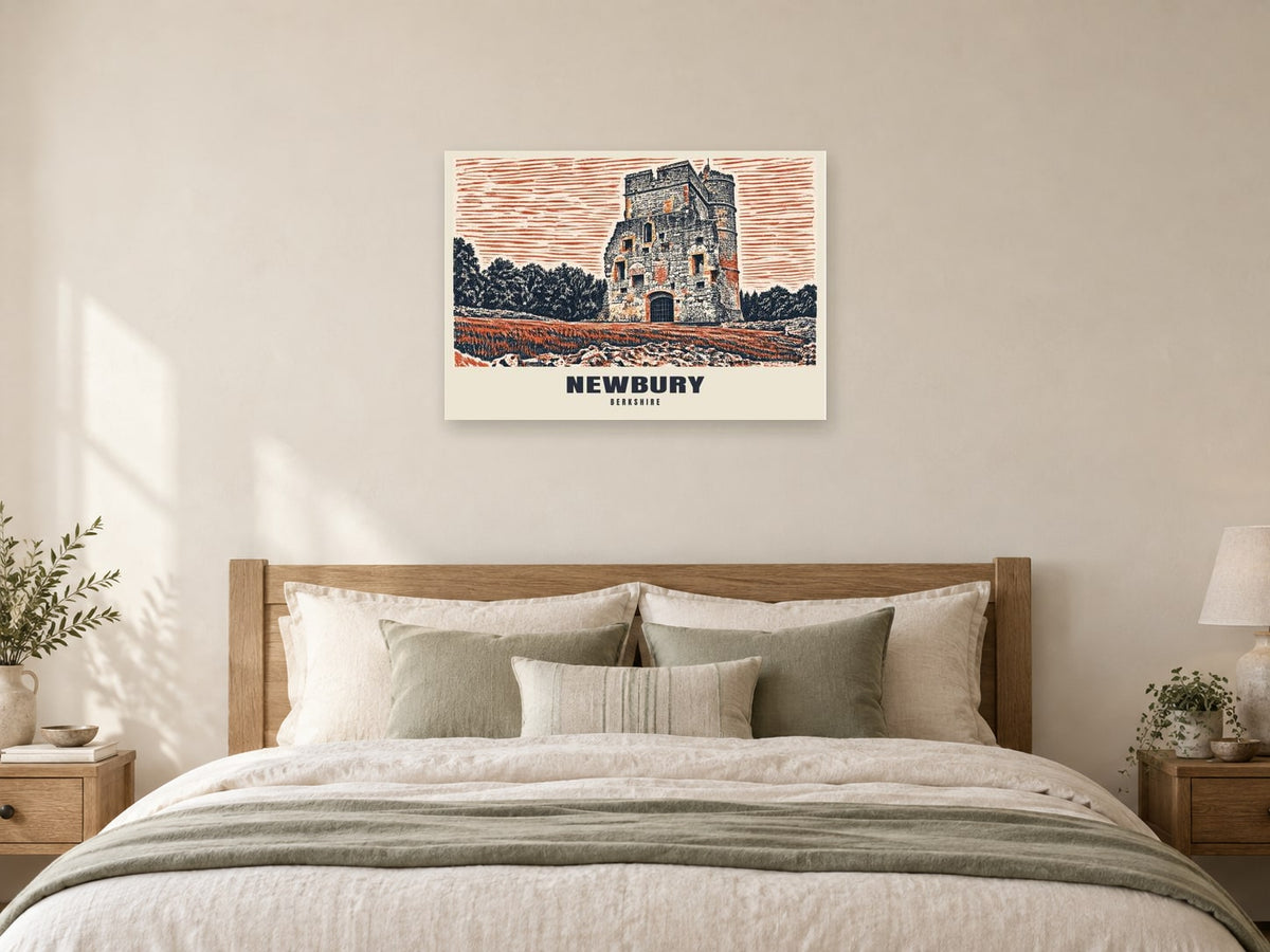 Donnington Castle, Newbury Poster at A1, as a poster, above a bed