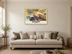 Newbury Lock Poster at A1, in an oak frame, in a sitting room