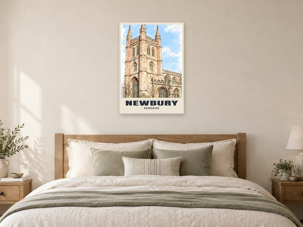 St Nicolas' Church, Newbury Poster at A1, as a poster, above a bed