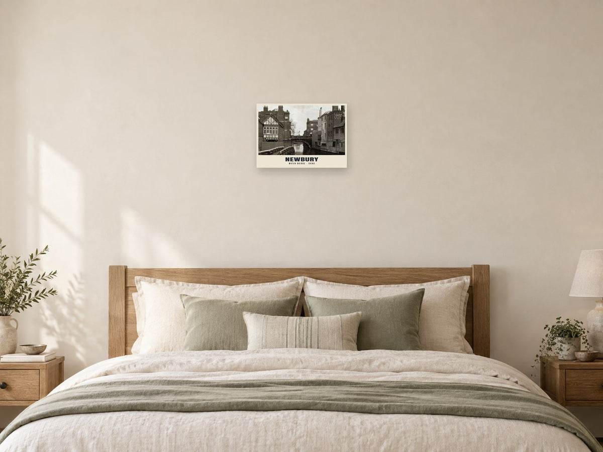 Water Bridge, Newbury Poster at A3, as a poster, above a bed