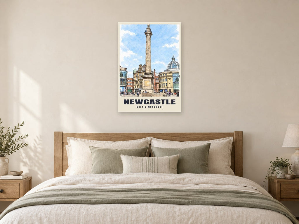 Grey's Monument, Newcastle Poster at A1, as a poster, above a bed