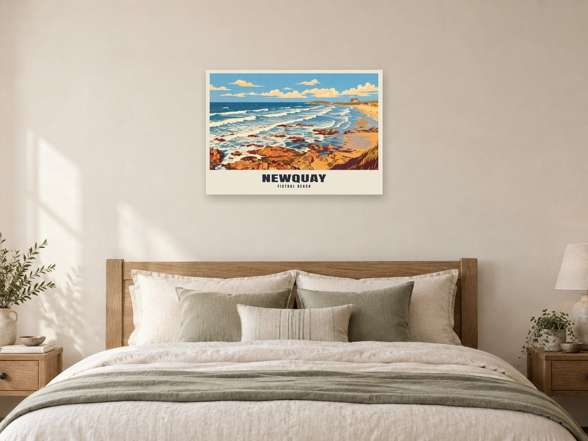 Fistral Beach, Newquay Poster at A1, as a poster, above a bed
