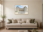 Nottingham Castle Poster at A1, in an oak frame, in a sitting room