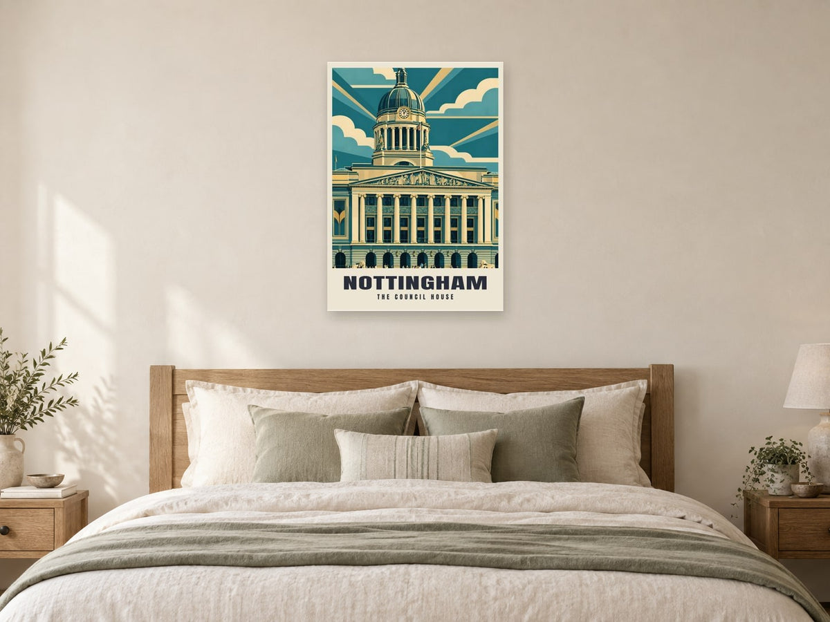 The Council House, Nottingham Poster at A1, as a poster, above a bed