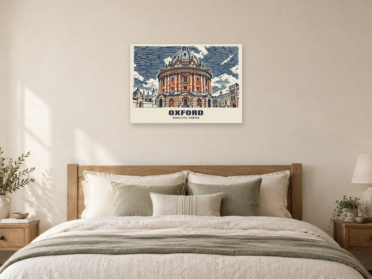 The Radcliffe Camera, Oxford Poster at A1, as a poster, above a bed