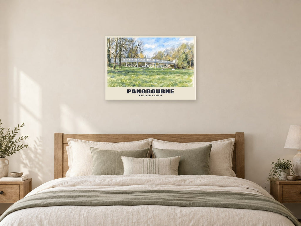 Whitchurch Bridge, Pangbourne Poster at A1, as a poster, above a bed