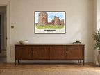 Pembroke Castle Poster at A1, in a black frame, above a sideboard
