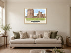 Pembroke Castle Poster at A1, in an oak frame, in a sitting room