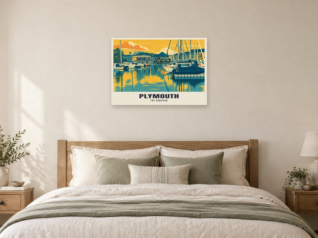 The Barbican, Plymouth Poster at A1, as a poster, above a bed