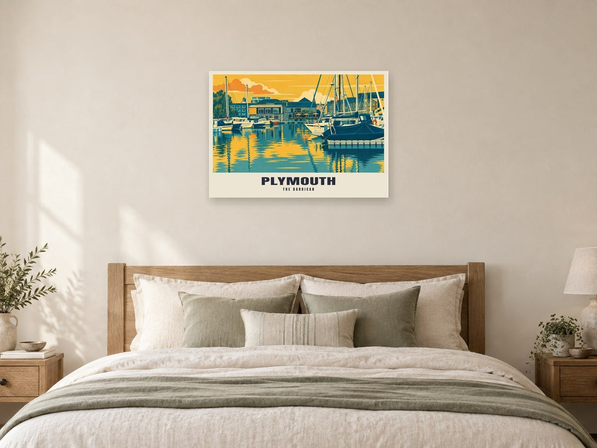The Barbican, Plymouth Poster at A1, as a poster, above a bed