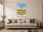 Smeaton's Tower, Plymouth Poster at A1, in an oak frame, in a sitting room