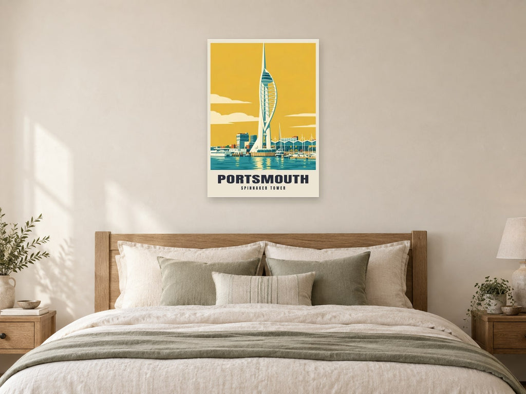 Spinnaker Tower, Portsmouth Poster at A1, as a poster, above a bed