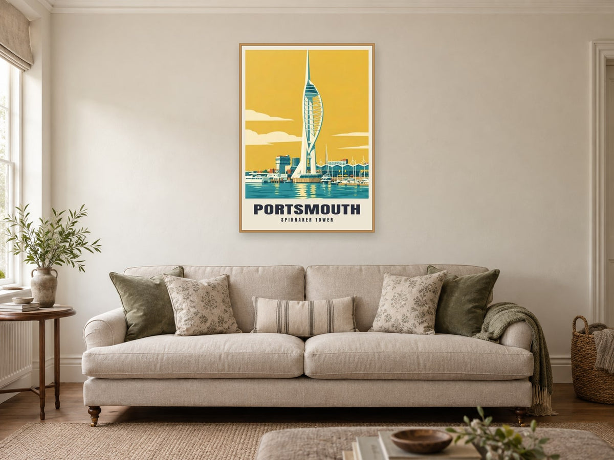 Spinnaker Tower, Portsmouth Poster at A1, in an oak frame, in a sitting room