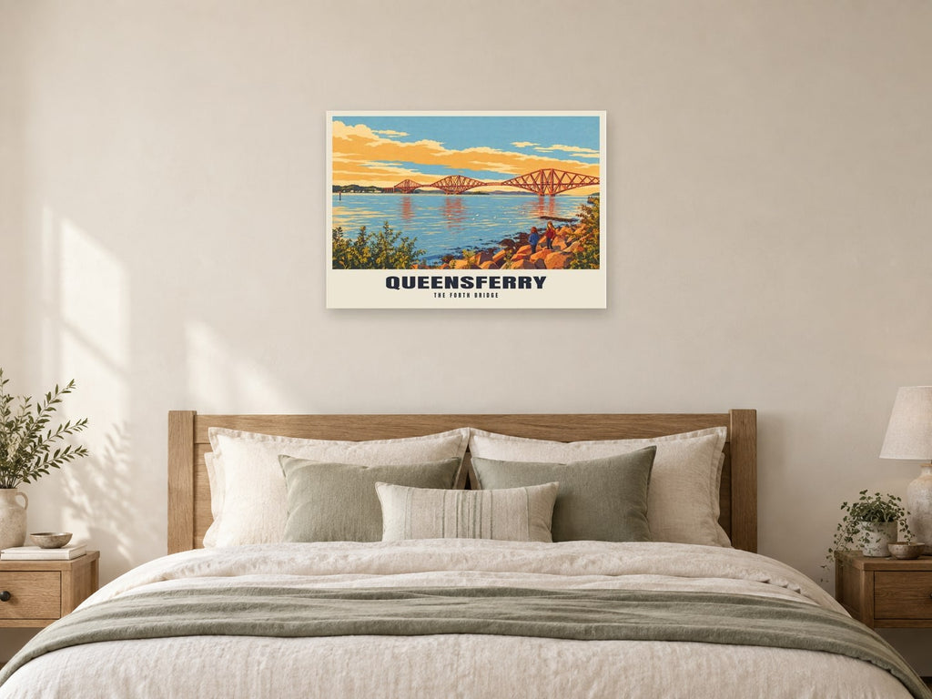 The Forth Bridge, Queensferry Poster at A1, as a poster, above a bed