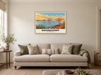 The Forth Bridge, Queensferry Poster at A1, in an oak frame, in a sitting room