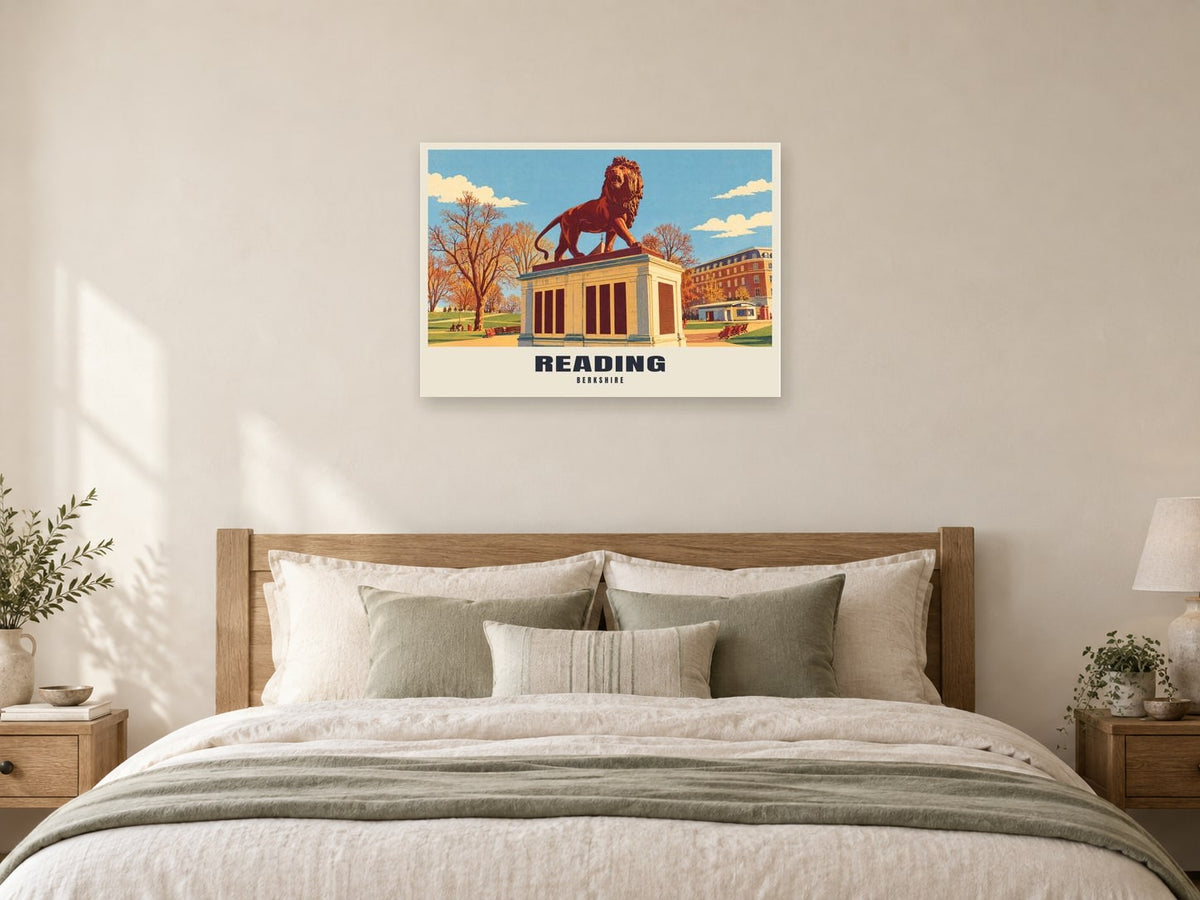 Reading Poster at A1, as a poster, above a bed