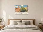 Reading Town Hall Poster at A1, as a poster, above a bed