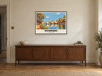Richmond Bridge Poster at A1, in a black frame, above a sideboard