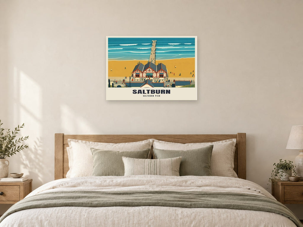 Saltburn Pier Poster at A1, as a poster, above a bed