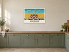 Saltburn Pier Poster at A1, in a white frame, in a kitchen