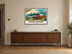 Seven Sisters Poster at A1, in a black frame, above a sideboard