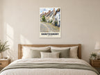 Gold Hill, Shaftesbury Poster at A1, as a poster, above a bed