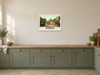 The Old Village, Shanklin, 1890s Heritage Print at A2, in a white frame, in a kitchen