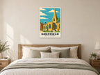 Sheffield Cathedral Poster at A1, as a poster, above a bed