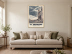 St Andrews Cathedral Poster at A1, in an oak frame, in a sitting room