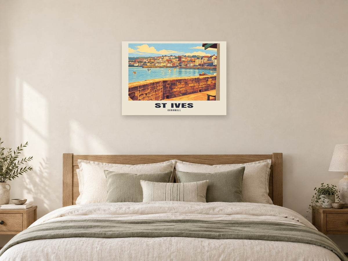 St Ives Poster — St Ives Harbour at A1, as a poster, above a bed