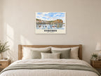 Staithes Poster at A1, as a poster, above a bed