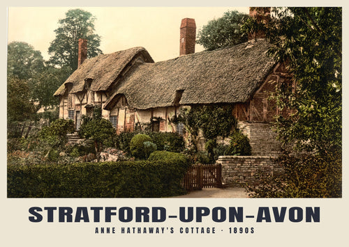 Anne Hathaway's Cottage, Stratford-upon-Avon, 1890s hand-coloured photochrom heritage print