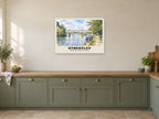 Goring and Streatley Bridge Poster at A1, in a white frame, in a kitchen