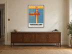 Roker Pier and lighthouse, Sunderland Poster at A1, in a black frame, above a sideboard