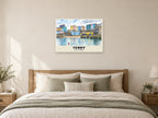 Tenby Harbour Poster at A1, as a poster, above a bed