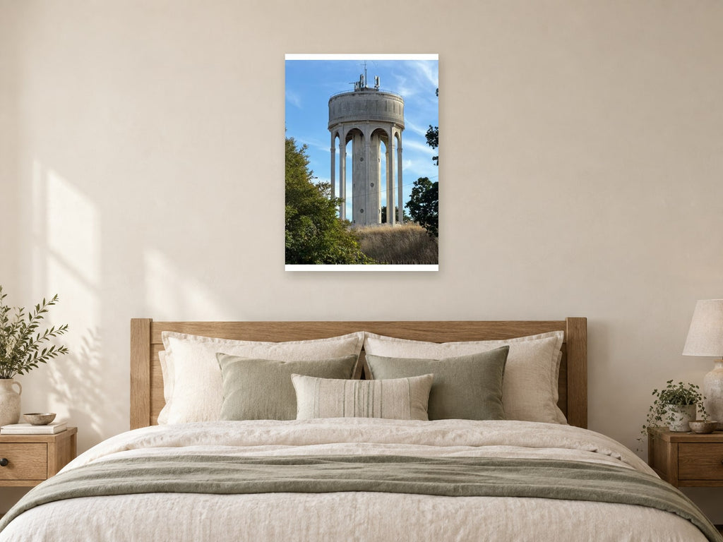 Tilehurst Water Tower — photographic print by Darren Seward at A1, as a poster, above a bed