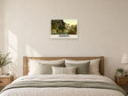 The Castle from the River, Warwick, 1890s Heritage Print at A2, as a poster, above a bed