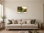 The Castle from the River, Warwick, 1890s Heritage Print at A2, in an oak frame, in a sitting room