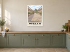 Vicars' Close, Wells Poster at A1, in a white frame, in a kitchen