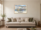 Weymouth Harbour Poster at A1, in an oak frame, in a sitting room