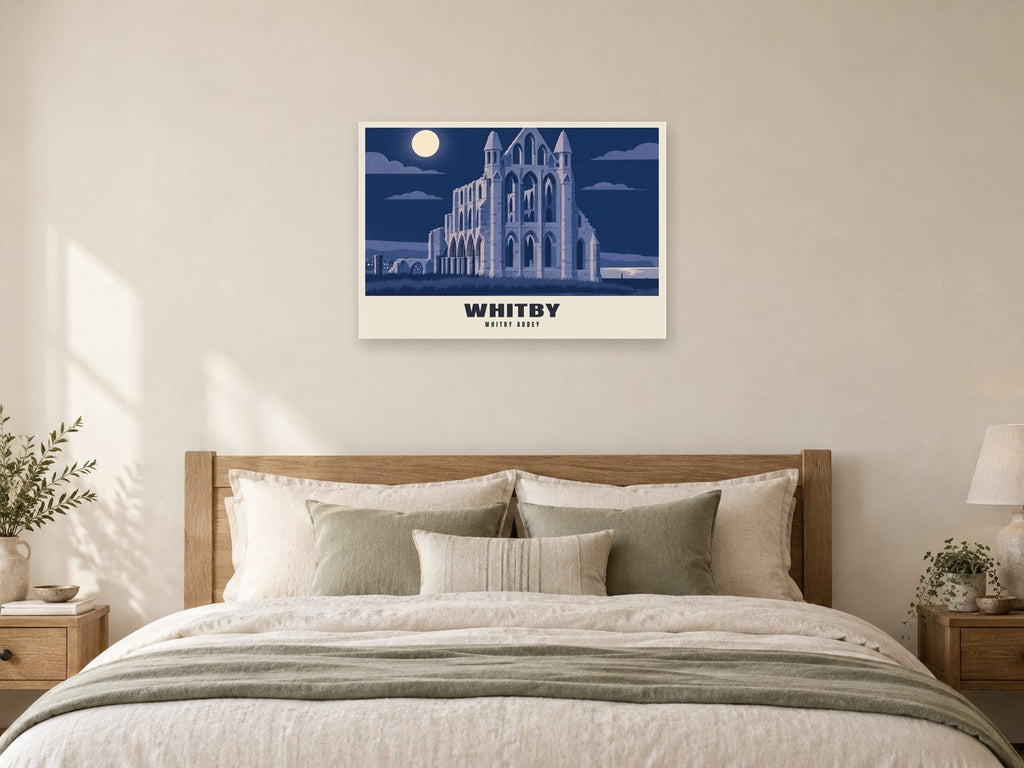 Whitby Abbey Poster at A1, as a poster, above a bed