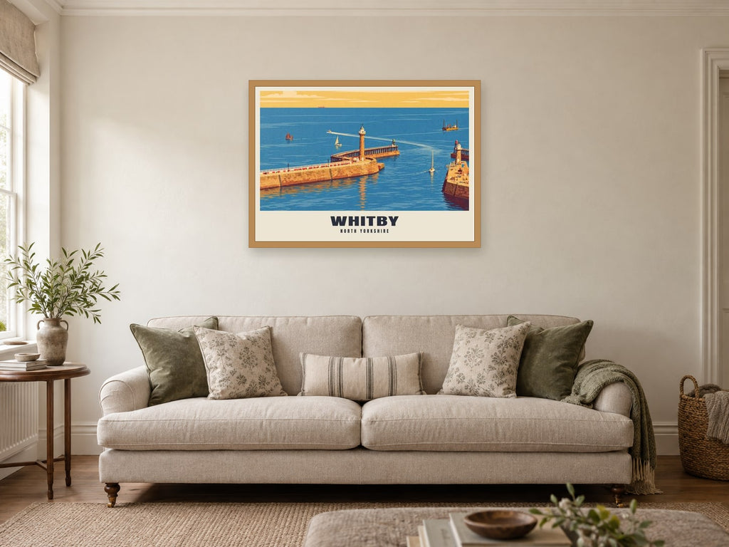 Whitby Poster at A1, in an oak frame, in a sitting room