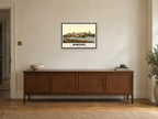 Windsor Castle from the River, 1890s Heritage Print at A2, in a black frame, above a sideboard