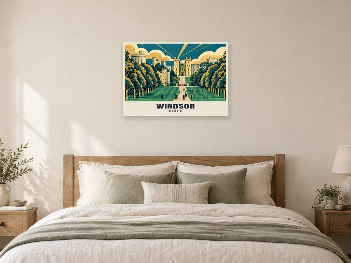 Windsor Castle from the Long Walk Poster at A1, as a poster, above a bed