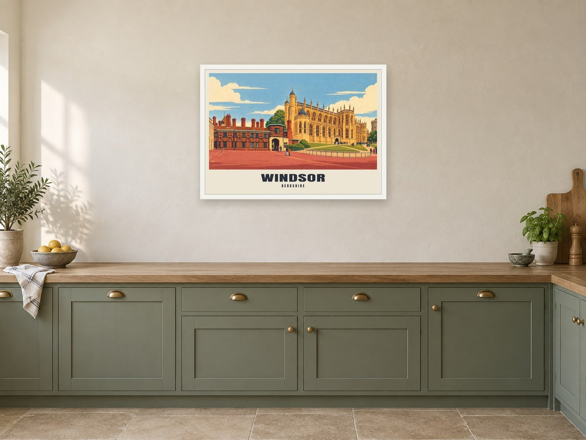 Windsor Poster at A1, in a white frame, in a kitchen