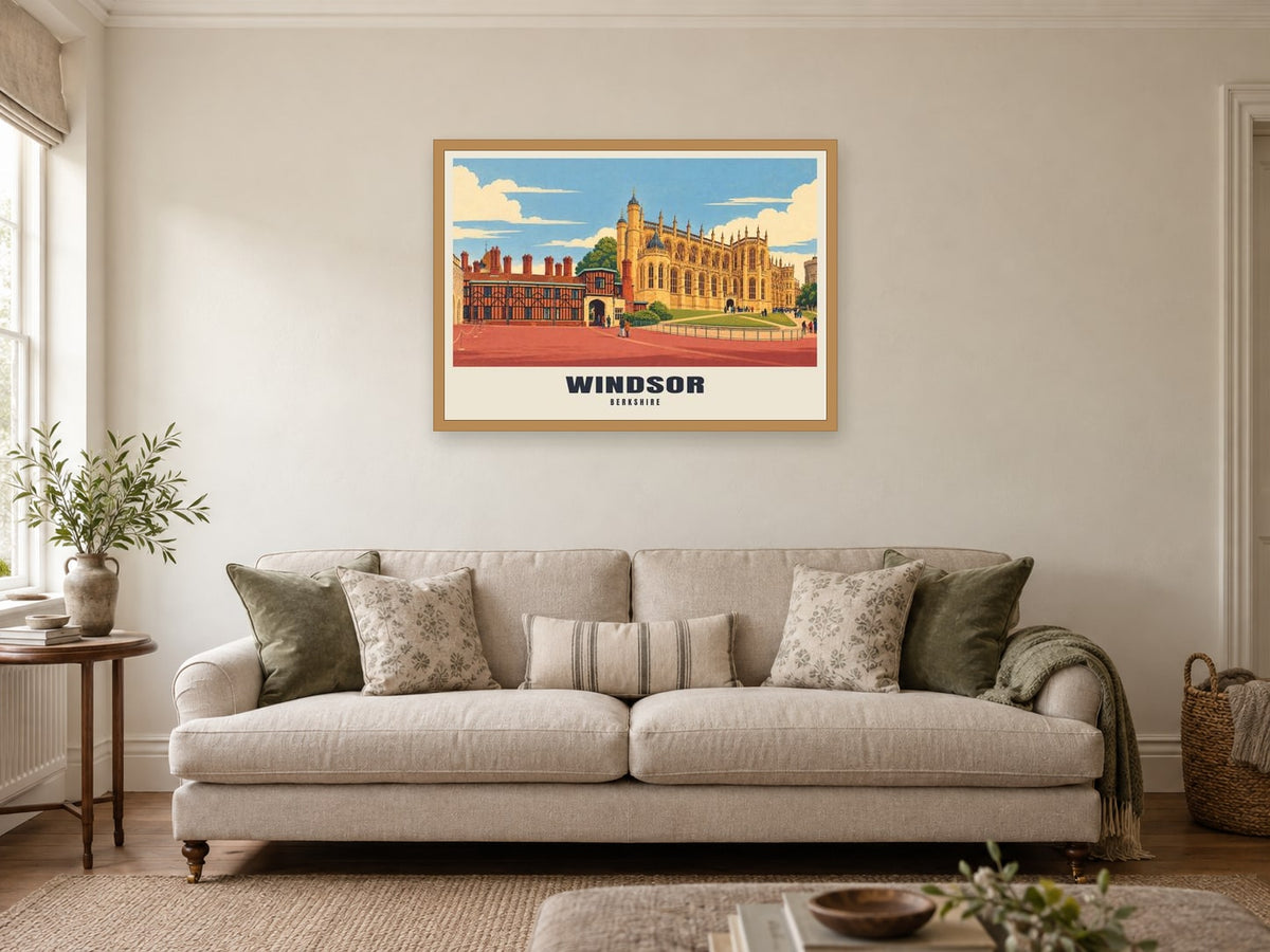 Windsor Poster at A1, in an oak frame, in a sitting room