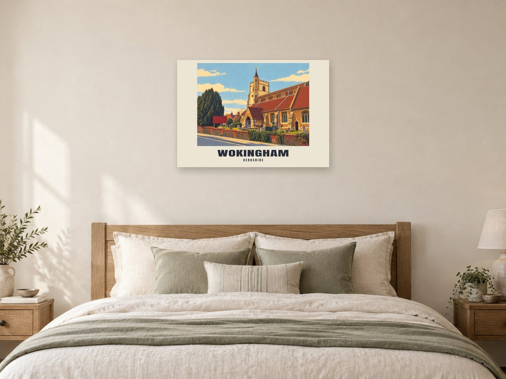 Wokingham Poster — All Saints' Church at A1, as a poster, above a bed