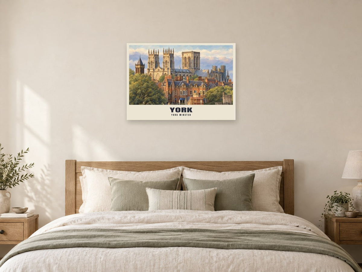 York Minster Poster at A1, as a poster, above a bed