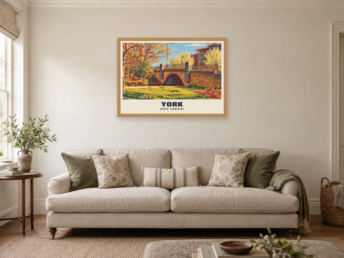 York Poster at A1, in an oak frame, in a sitting room